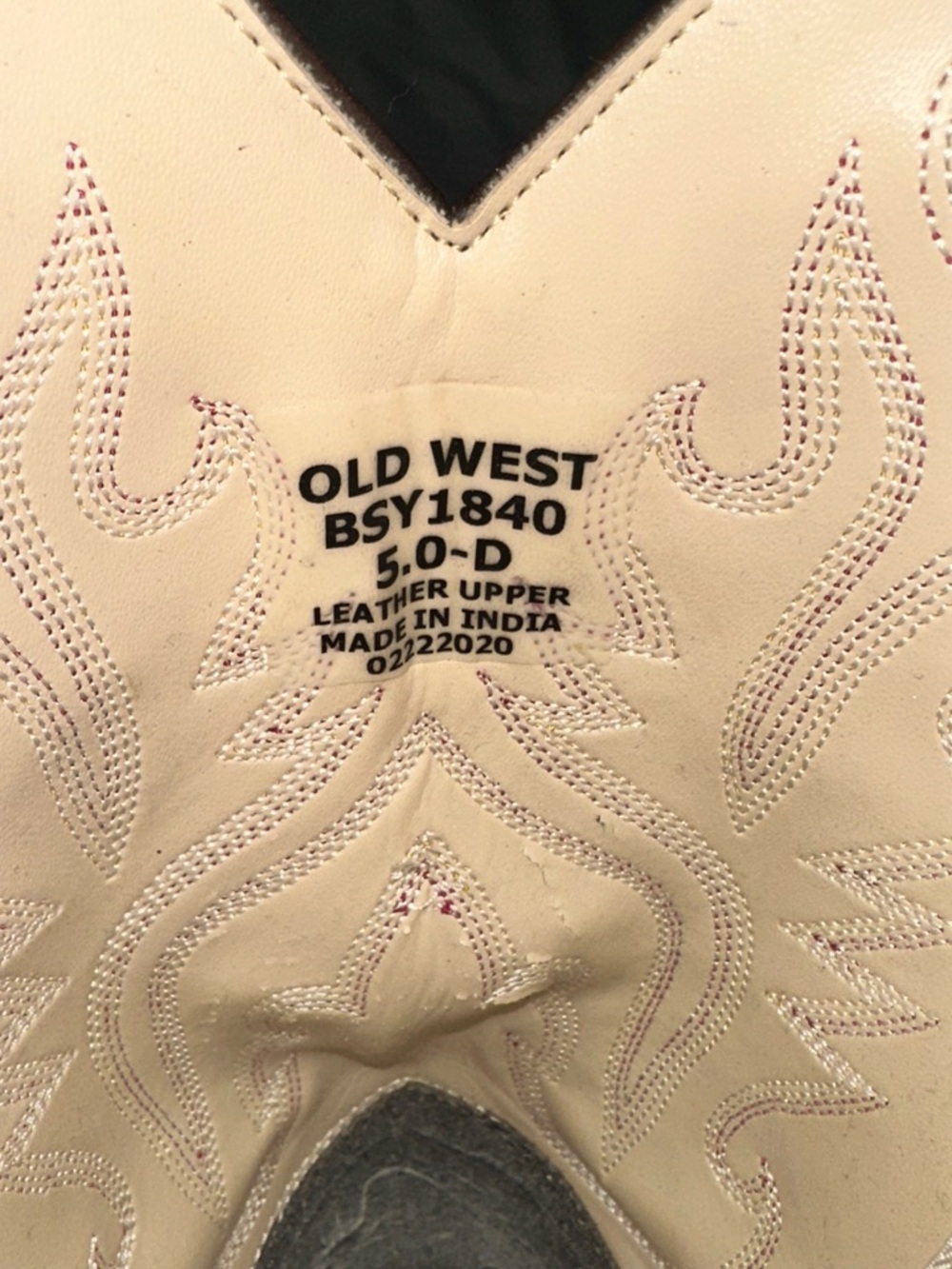 Old West Boys Big Kid Sz 5 Embroidered Cowboy Boots Western BrownBlue Square Toe - Picture 13 of 14